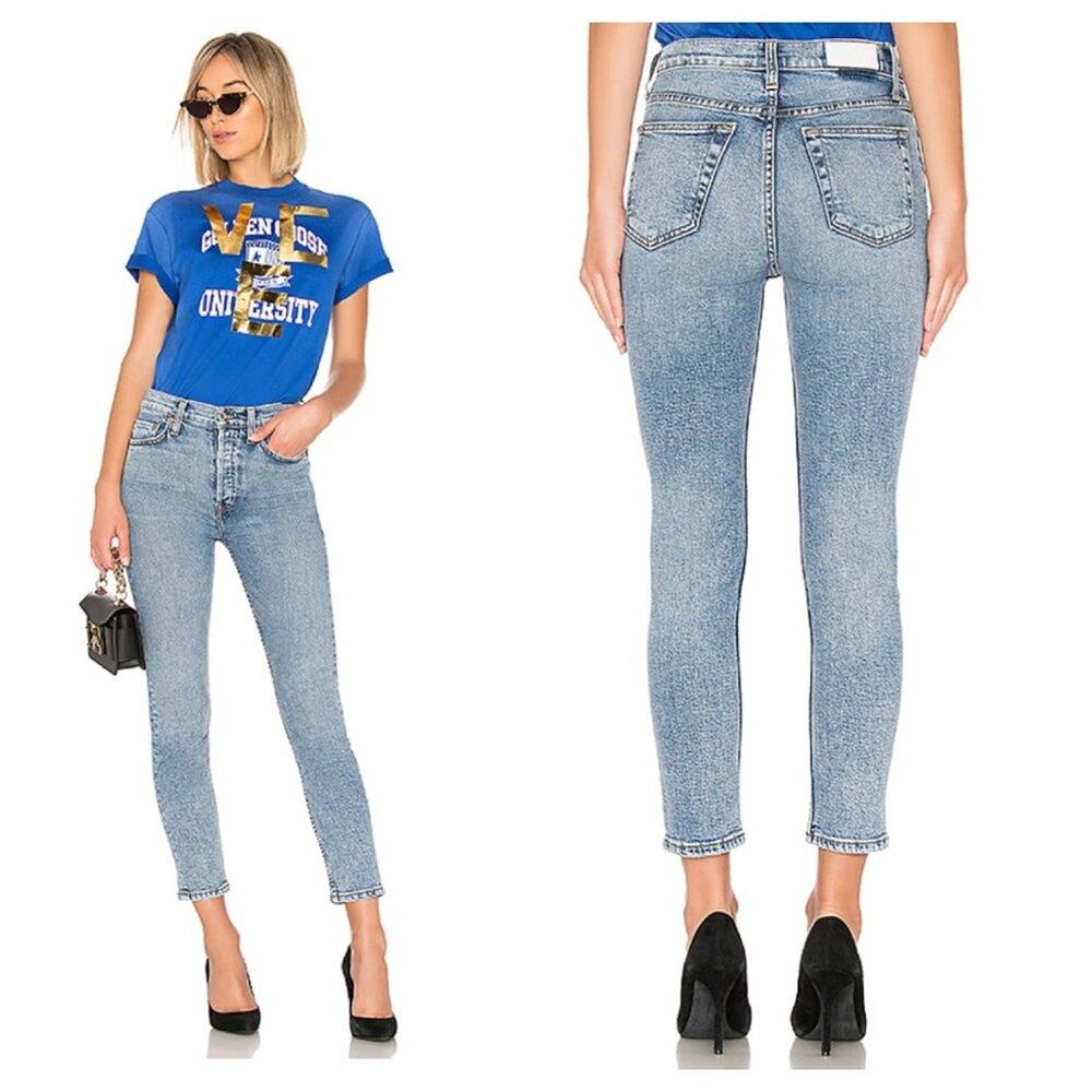 Re/Done High Rise Ankle Skinny Jeans 90s Wash